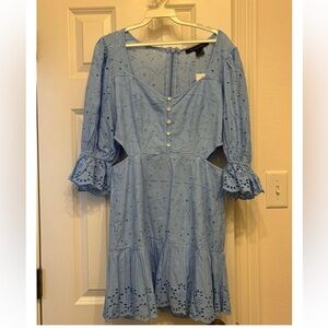 French Connection Blue Puff Sleeve Dress